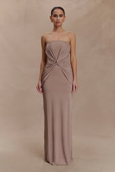 Mirren Strapless Slinky Maxi Dress - Bronze