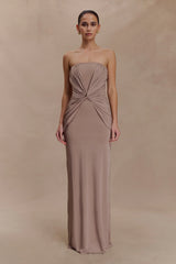Mirren Strapless Slinky Maxi Dress - Bronze