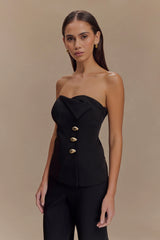 Lindie Strapless Suiting Top - Black
