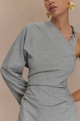 Dorian Twist Shoulder Mini Dress - Charcoal Marle