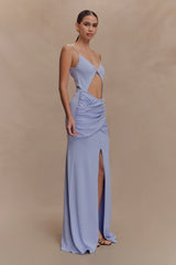 Reama Wrap Over Knit Maxi Dress - Cornflower Blue