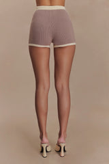 Julianne Contrast Knit Shorts - Pebble/Ivory