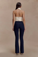 Clio Paneled Flare Jeans - Indigo Blue