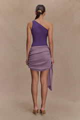 Cali Drape Skirt Knit Mini Dress - Purple