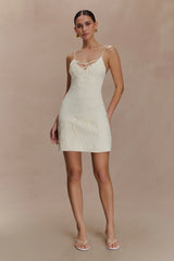 Brullo Embroidery Knit Mini Dress - Ivory