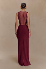 Angelique Beaded Crepe Maxi Dress - Wine