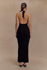 Ayella Cowl Knit Maxi Dress - Black