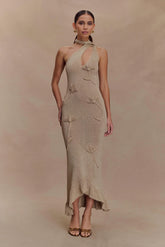Celestino Floral Metallic Knit Maxi Dress - Gold