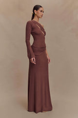 Alexius One Shoulder Knit Maxi Dress - Nutmeg