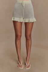 Eleanor Knit Frill Shorts - White