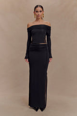 Judy Slinky And Mesh Maxi Skirt - Black