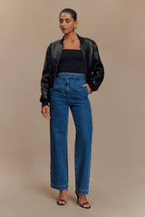 Codi Faux Leather Bomber Jacket - Black