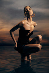 Paulina Velvet Strapless Mini Dress - Black