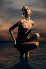 Paulina Velvet Strapless Mini Dress - Black