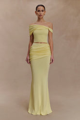 Irene Gathered Knit Maxi Skirt - Lemon