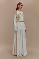 Tanner Striped Knit Cardigan - Nude/White