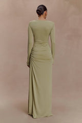 Deanna Long Sleeve Gathered Maxi Dress - Sage