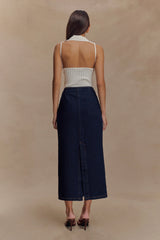 Fallon Denim Midi Skirt - Indigo Blue