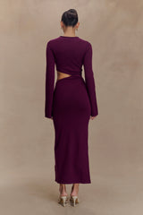 Azariah Long Sleeve Knit Midi Dress - Plum