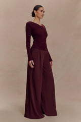 Culver Draped Twist Knit Top - Wine