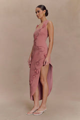 Virginia Suiting Embroidered Midi Dress - Burnt Rose