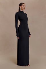 Kiyah Slinky Cut Out Maxi Dress - Black