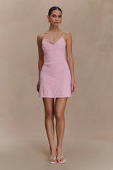Brullo Embroidery Knit Mini Dress - Baby Pink