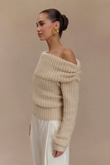 Alicia Off Shoulder Knit Top - Cream