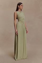 Ayeshya Slinky Asymmetric Maxi Dress - Sage