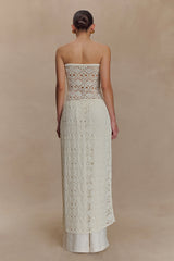 Aeline Strapless Crochet Knit Top - Ivory
