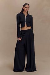 Aspen Gathered Wide Leg Jogger - Black