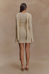 Taron Knit Mini Dress With Scarf - Cream