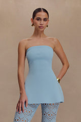 Anette Bandage Knit Strapless Top - Sky Blue
