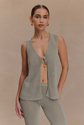 Malani Knit Top With Hardware - Sage