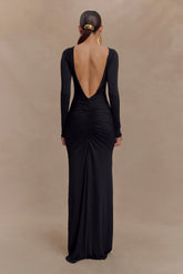 Louisa Long Sleeve Slinky Maxi Dress - Black