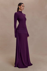 Grayson Knit Chiffon Maxi Dress - Plum