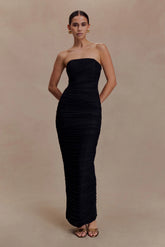 Jianna Strapless Mesh Maxi Dress - Black