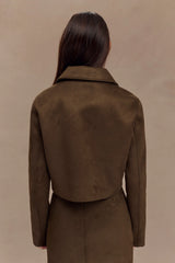 Hayes Faux Suede Collared Jacket - Chocolate