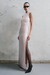 Violet Sleeveless Satin Maxi Dress - Soft Pink