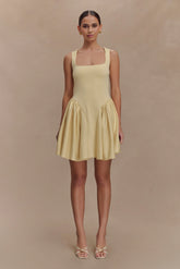 Sharon Scuba Jersey Mini Dress - Pastel Lemon
