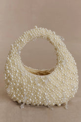 Amara Pearl Teardrop Beaded Bag - White