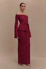 Kyle Knit Maxi Skirt - Cherry Red