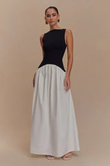 Acacia Contrast Sleeveless Maxi Dress - Black/White
