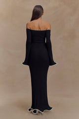 Sandrine Off Shoulder Knit Maxi Dress - Black/White