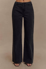Caitlin Mid Rise Denim Jeans - Washed Black