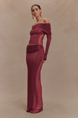 Judy Slinky And Mesh Maxi Skirt - Wine