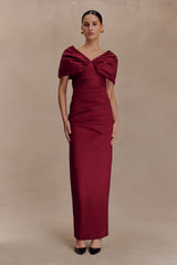 Thelma Bardot Maxi Dress - Wine