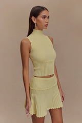 Indy Pointelle Knit Top - Lemon