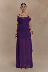 Rosalie Floral Chiffon Maxi Dress - Purple