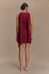 Skyler Suiting Embroidered Mini Dress - Wine